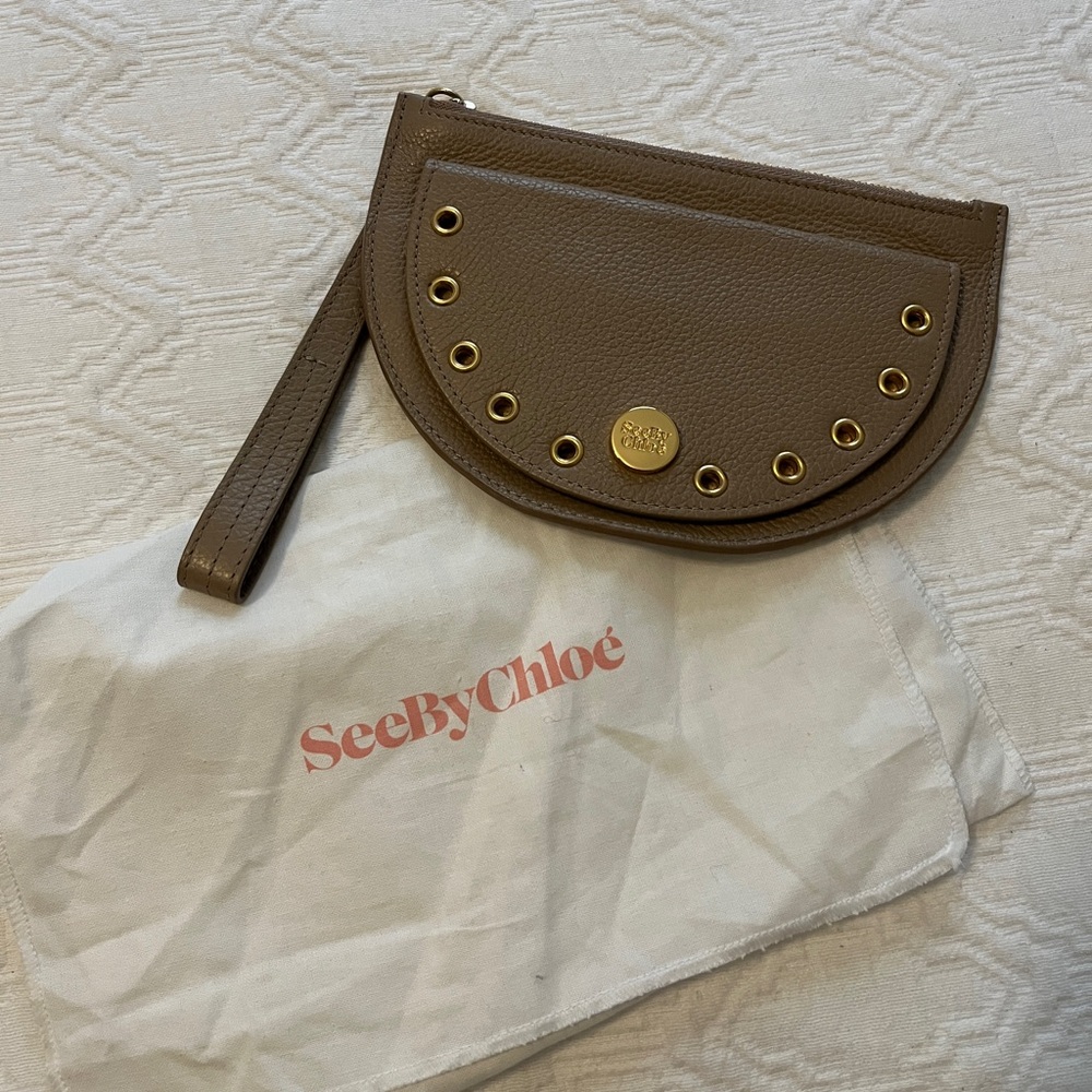 See by Chloe tan wristlet